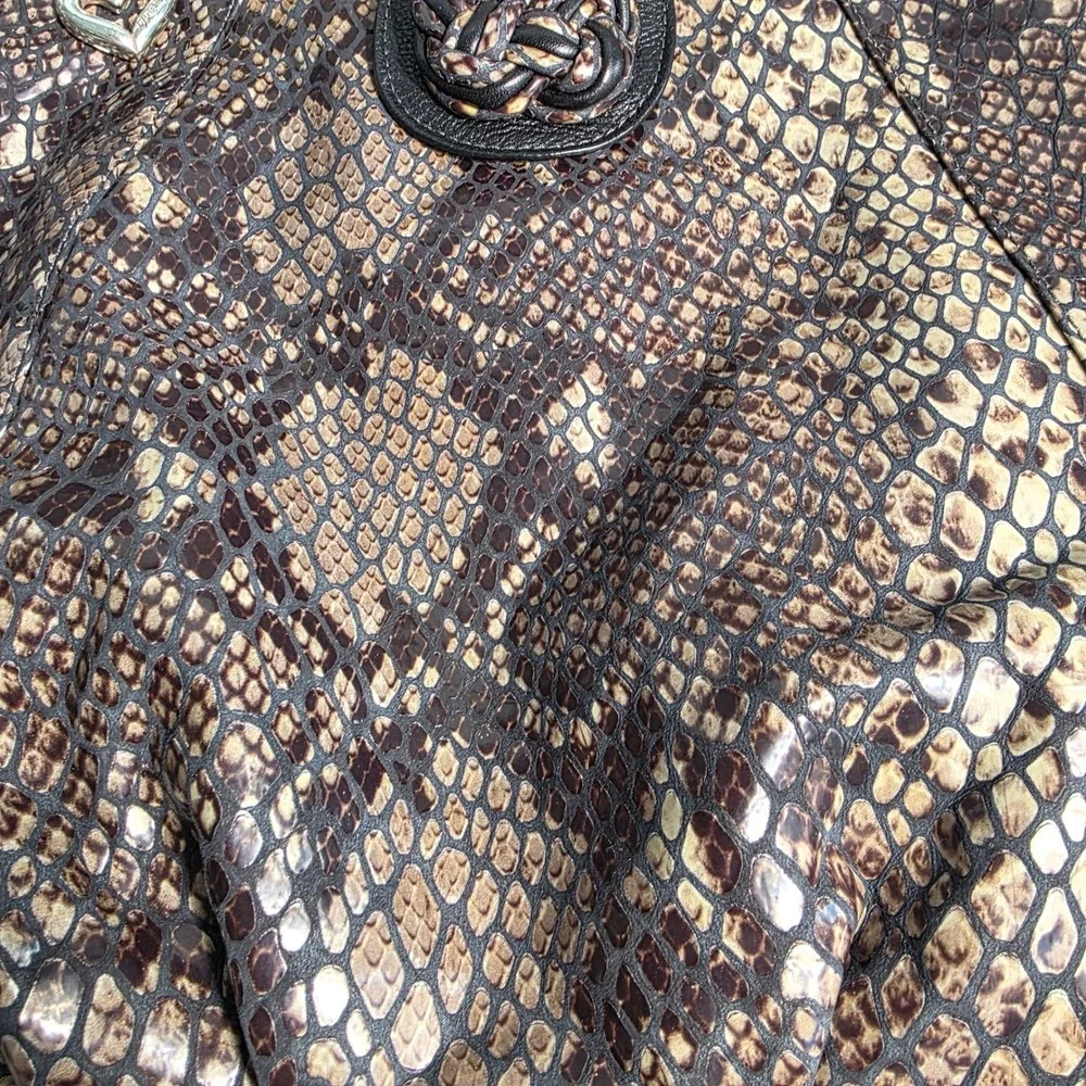 Brighton Hobo Shoulder Bag Snakeskin Print Braided Strap‎ Womens Large PRISTINE